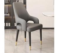 Lot de 4 chaises de salle à manger modernes en cuir avec accoudoirs et dossier - Assise rembourrée élégante pour cuisine, salon, chambre à coucher et bureau - Pieds en métal confortables