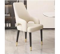 Lot de 4 chaises de salle à manger modernes en cuir avec dossier et accoudoirs, élégantes chaises d'angle rembourrées pour salon, chambre à coucher et bureau - Pieds en métal, confortables et durables