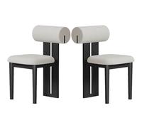 Lot de 4 chaises de salle à manger modernes en cuir du milieu du siècle - Design sans accoudoirs avec rembourrage en polaire anti-agneau pour une assise confortable dans les salles à manger rustiques