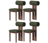 Lot de 4 chaises de salle à manger modernes en cuir du milieu du siècle - Design sans accoudoirs avec rembourrage en polaire anti-agneau pour une assise confortable dans les salles à manger rustiques