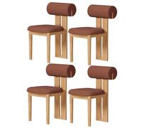 Lot de 4 chaises de salle à manger modernes en cuir du milieu du siècle - Design sans accoudoirs avec rembourrage en polaire anti-agneau pour une assise confortable dans les salles à manger rustiques