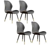 Lot de 4 chaises de salle à manger modernes en cuir rembourré de style scandinave sans accoudoirs avec finition mate dossier confortable pour cuisine et salle à manger - Gris