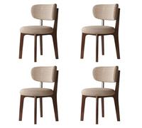 Lot de 4 chaises de salle à manger modernes en noyer - Housses amovibles et lavables en coton et lin - Élégantes et confortables pour cuisine, salle à manger, restaurant - Design classique