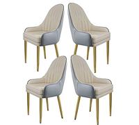 Lot de 4 chaises de salle à manger modernes en simili cuir avec coussins épais et base en métal doré pour cuisine et salon, décoration d'intérieur