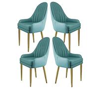 Lot de 4 chaises de salle à manger modernes en similicuir avec coussins épais et base en métal doré pour cuisine et salon, décoration d'intérieur