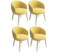 Lot de 4 chaises de salle à manger modernes en velours jaune - Chaises de salon rembourrées élégantes avec pieds en métal pour décoration d'intérieur et meubles de salon