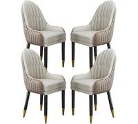 Lot de 4 chaises de salle à manger modernes et élégantes - Revêtement en cuir microfibre doux avec pieds en bois massif - Design chic café et ge pour cuisine, salon, chambre à coucher, balcon