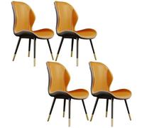 Lot de 4 chaises de salle à manger modernes rembourrées en cuir jaune de style scandinave avec finition mate parfaites pour meubles de cuisine et de salle à manger