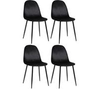 CLP Lot De 4 Chaises De Salle A Manger Napier I Surface D'assise Matelassée I Différents Revêtements I Pieds en Metal I Charge Max.150 Kg, Couleur:Noir, Matériel:Velours
