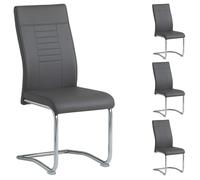 IDIMEX Lot de 4 chaises de Salle à Manger ou Cuisine Loano, Chaise Cantilever avec Assise rembourrée et piètement en métal chromé, Gris foncé