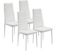 Lot de 4 Chaises de Salle à manger ou de cuisine Design épuré Cadre en Acier Blanc