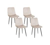 Lot de 4 Chaises de Salle à Manger Pieds en Fer et Velours Beige Havre