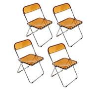 Lot de 4 chaises de salle à manger, pliantes, empilables, en acrylique, avec structure en métal, chaises de salle à manger modernes, confortables et confortables, marron