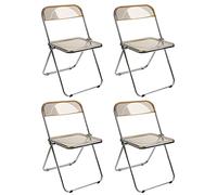 Lot de 4 chaises de salle à manger, pliantes, empilables, en acrylique, avec structure en métal, chaises de salle à manger modernes, confortables (ambre - 4 pièces)