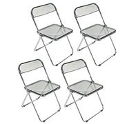Lot de 4 chaises de salle à manger, pliantes, empilables, en acrylique, avec structure en métal, chaises de salle à manger modernes, confortables (gris clair - 4 pièces)
