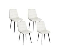 Beliani Lot de 4 Chaises de Repas Salle à Manger Moderne Pieds en Métal Sièges en Velours Blanc Cassé Powell