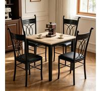 Lot de 4 chaises de salle à manger pratiques, noires, structure en métal, assise confortable Design rétro élégant et polyvalentLa structure en métal noir est ornée de motifs floraux et d'élégantes déc
