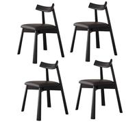 Lot de 4 chaises de salle à manger rembourrées en bois pour cuisine et salon - Grande capacité de charge - Finition en tissu noir