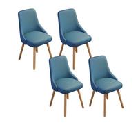 Lot de 4 chaises de salle à manger rembourrées modernes avec pieds en bois de hêtre - Chaises de bureau polyvalentes pour salon et étude - Design élégant en tissu technique gris