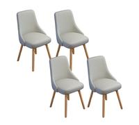 Lot de 4 chaises de salle à manger rembourrées modernes avec pieds en bois de hêtre - Chaises de bureau polyvalentes pour salon et étude - Design élégant en tissu technique gris