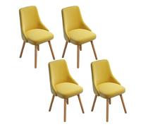 Lot de 4 chaises de salle à manger rembourrées modernes avec pieds en bois de hêtre - Chaises de bureau polyvalentes pour salon et étude - Design élégant en tissu technique gris
