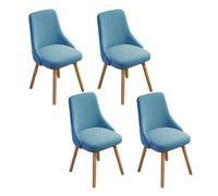 Lot de 4 chaises de salle à manger rembourrées modernes avec pieds en bois de hêtre - Chaises de bureau polyvalentes pour salon et étude - Design élégant en tissu technique gris