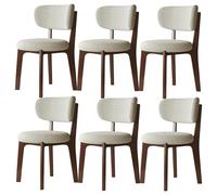 Lot de 4 chaises de salle à manger rembourrées modernes du milieu du siècle avec pieds en bois massif pour cuisine, salon, restaurant, noyer + beige, 6 pièces