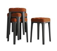 Lot de 4 Chaises de Salle à Manger Rembourrées, Tabourets Rembourrés Empilables sans Dossier Moderne, Aucun Assemblage Requis, Convient pour la Cuisine, Le Café, Les Réunions de Famille(Orange,4PCS)