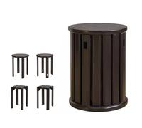 Lot de 4 chaises de salle à manger rondes en bois massif multifonctionnelles empilables pour salon moderne et chambre à coucher, table basse et canapé-lit, table d'appoint (Nero)