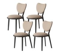 Lot de 4 chaises de salle à manger rustiques en bois massif avec dossier en forme de cœur et coussins Idéal pour cuisine, salle à manger, salon, chambre à coucher et studio (Noir)