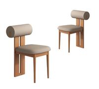 Lot de 4 chaises de salle à manger simples en bois massif avec coussin doux, dossier rembourré, sans accoudoirs, idéales pour salle à manger et salon