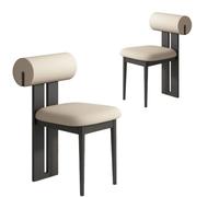 Lot de 4 chaises de salle à manger simples en bois massif, chaises de maquillage rembourrées avec dossier, sans accoudoirs, parfaites pour la salle à manger et le salon.