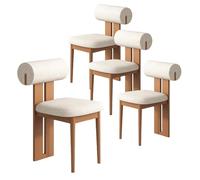 Lot de 4 chaises de salle à manger simples en bois massif, chaises de maquillage rembourrées avec dossier, design sans accoudoirs, parfaites pour salle à manger et salon.
