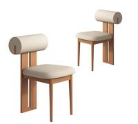 Lot de 4 chaises de salle à manger simples en bois massif de style français, tabouret de maquillage rembourré avec dossier nu, coussin doux, parfait pour la décoration de salle à manger et de salon