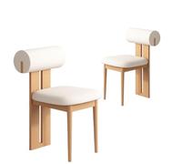 Lot de 4 chaises de salle à manger simples en bois massif de style français, tabouret de maquillage rembourré avec dossier nu, parfait pour la salle à manger et le salon