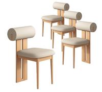 Lot de 4 chaises de salle à manger simples en bois massif français avec dossier, sans accoudoirs, idéales pour salle à manger, salon