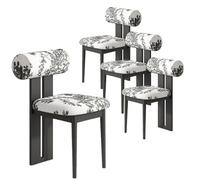 Lot de 4 chaises de salle à manger simples en bois massif français - Chaise de maquillage rembourrée avec dossier doux - Idéal pour la décoration de salle à manger et de salon