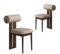 Lot de 4 chaises de salle à manger simples en bois massif français, chaises de maquillage rembourrées avec dossier, sans accoudoirs, parfaites pour salle à manger et salon