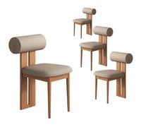 Lot de 4 chaises de salle à manger simples en bois massif français, chaises de maquillage rembourrées avec dossier, sans accoudoirs, parfaites pour salle à manger et salon