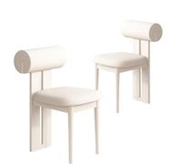 Lot de 4 chaises de salle à manger simples en bois massif français, chaises de maquillage rembourrées sans accoudoirs avec dossier doux, parfaites pour salle à manger et salon