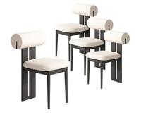Lot de 4 chaises de salle à manger simples en bois massif français, chaises de maquillage rembourrées avec dossier, design sans accoudoirs, parfaites pour salle à manger ou salon