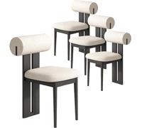 Lot de 4 chaises de salle à manger simples en bois massif, tabouret de maquillage rembourré avec dos nu, idéal pour la salle à manger et le salon