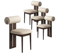 Lot de 4 chaises de salle à manger simples en bois massif, tabouret de maquillage rembourré avec dossier nu, parfaites pour la salle à manger, le salon et la décoration de la maison.