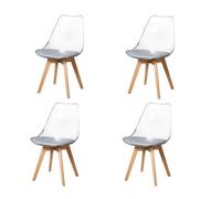 Lot de 4 chaises de salle à manger - Style scandinave - Bois massif - Couleur transparente