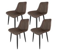Lot de 4 chaises de salle à manger surdimensionnées en cuir synthétique marron avec dossier, charge maximale de 180 kg, meubles de salle à manger rembourrés confortables