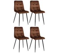 Lot de 4 chaises de salle à manger Tilde - CLP - Marron-Velours - Contemporain - Design - Intérieur