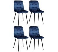 CLP Trading GmbH – Lot de 4 chaises Tilde salle à manger – Velours, assise matelassée Bleu