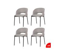 Lot de 4 chaises de salle à manger tissus gris - pieds en métal noir - KRISTEN Gris