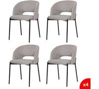 Lot de 4 chaises de salle à manger tissus gris - pieds en métal noir - KRISTEN Gris G