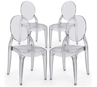 Lot de 4 chaises de salle à manger transparentes - Style Victoria Ghost Gris transparent